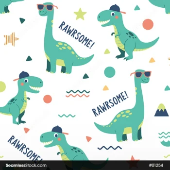 Dinosaurs Rawsome Seamless Pattern