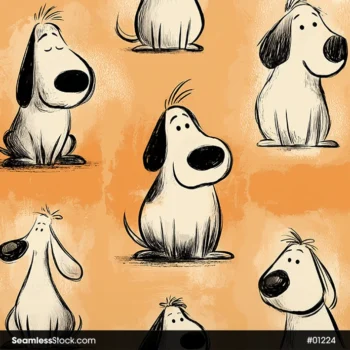 Dogs Illustration Seamless Pattern