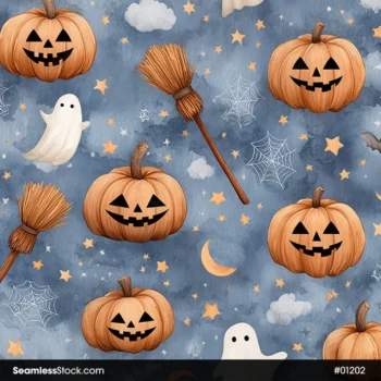 Halloween Pumpkins Seamless Pattern