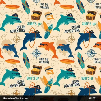 Pirates Dolphins Seamless Pattern