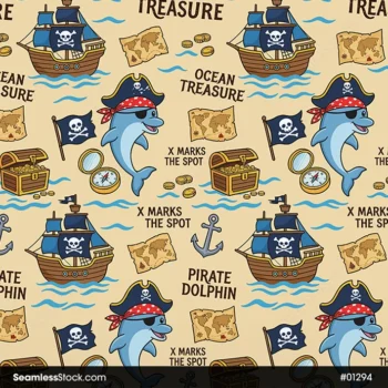 Pirates Dolphins Seamless Pattern