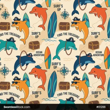 Pirates Dolphins Seamless Pattern