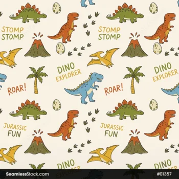 Playful Dinosaurs Seamless Pattern