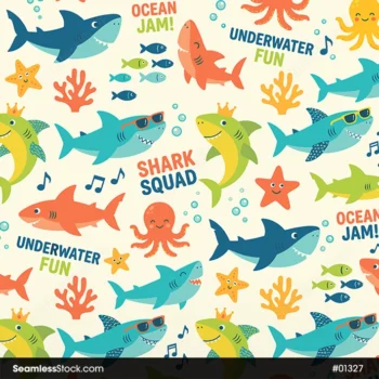 Playful Sharks Seamless Pattern