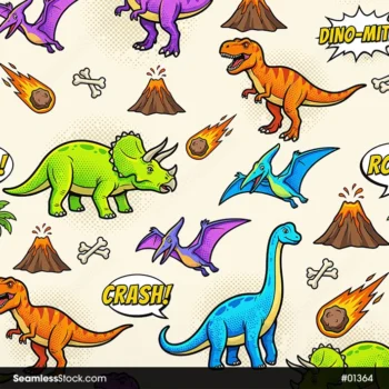 Playful Dinosaurs Seamless Pattern