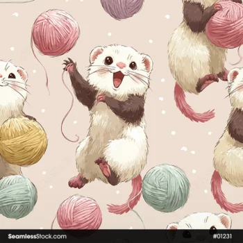 Playful Ferrets Seamless Pattern