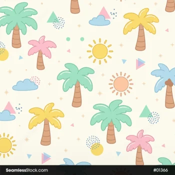 Playful Palm Trees Seamless Pattern