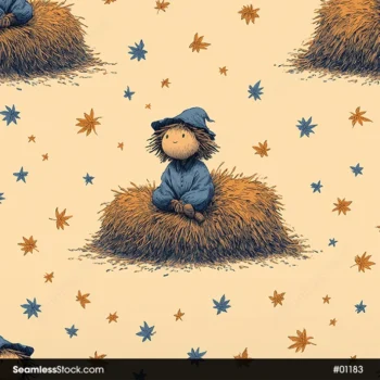 Sitting Scarecrows Seamless Pattern