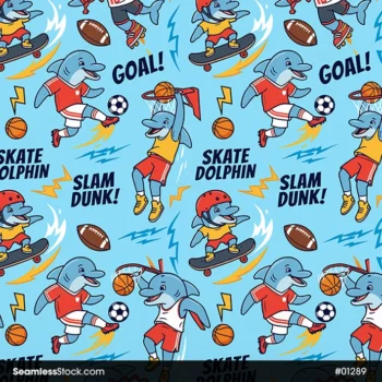 Sport Dolphins Seamless Pattern
