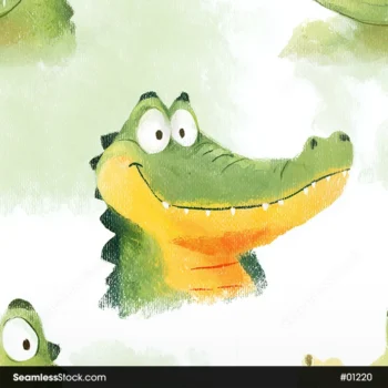Watercolor Alligators Seamless Pattern