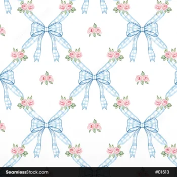 Bow Ties And Flowers Seamless Pattern