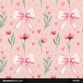 Bow Ties And Flowers Seamless Pattern