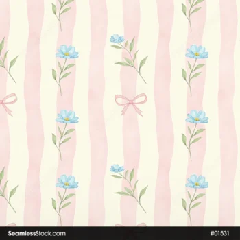 Bow Ties And Flowers Seamless Pattern For Girls