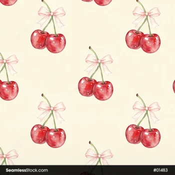 Cherries And Bow Ties Seamless Pattern
