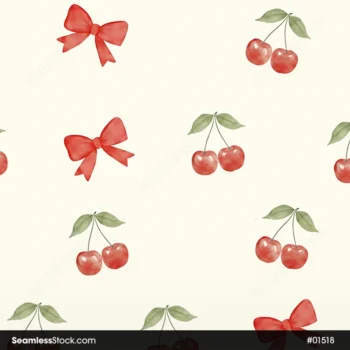 Cherries And Bow Ties Seamless Pattern