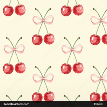 Cherries And Bow Ties Seamless Pattern