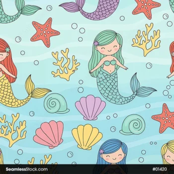 Cute Mermaids Seamless Pattern