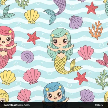 Cute Mermaids Seamless Pattern