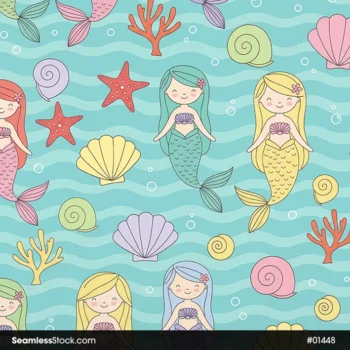 Cute Mermaids Seamless Pattern
