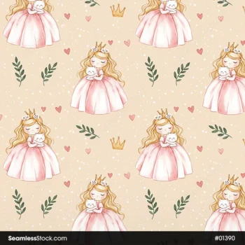 Cute Princess Seamless Pattern