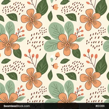 Doodle Flowers And Leaves Seamless Pattern