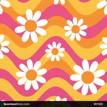 Doodle Flowers And Wavy Stripes Seamless Pattern For Girls