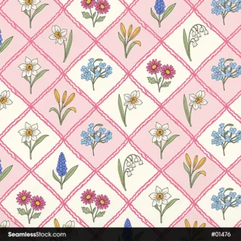 Flowers And Lattice Seamless Pattern