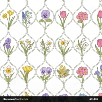 Flowers And Lattice Seamless Pattern