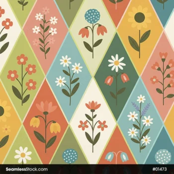 Flowers And Lattice Seamless Pattern