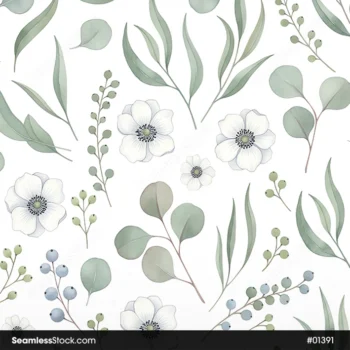 Flowers And Leaves Seamless Pattern