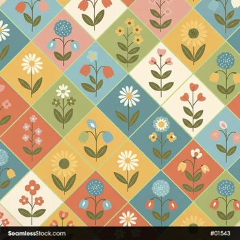 Flowers And Patchwork Seamless Pattern For Girls