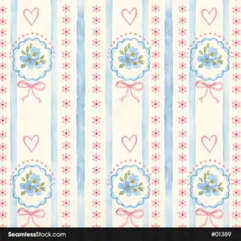 Pastel Floral Striped Seamless Pattern