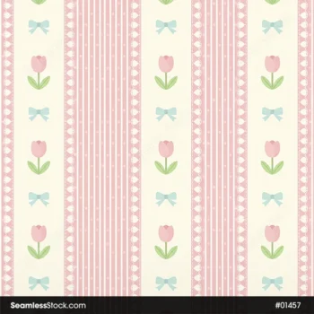Pastel Flowers And Bow Ties Seamless Pattern