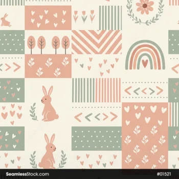 Rabbits Patchwork Seamless Pattern For Baby