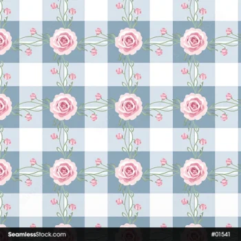 Roses And Plaid Seamless Pattern For Girls