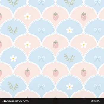 Strawberries And Flowers Seamless Pattern