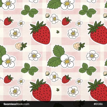 Strawberries And Flowers Seamless Pattern