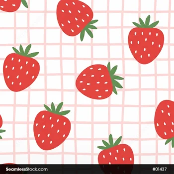 Strawberries On Plaid Background Seamless Pattern