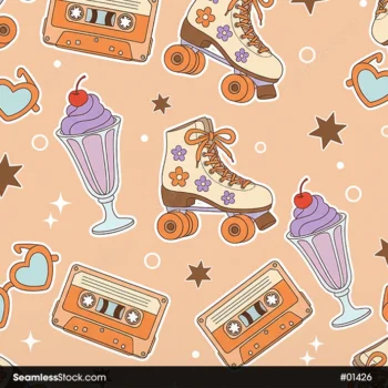 Vintage Roller Skates Seamless Pattern