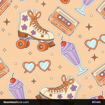 Vintage Roller Skates Seamless Pattern
