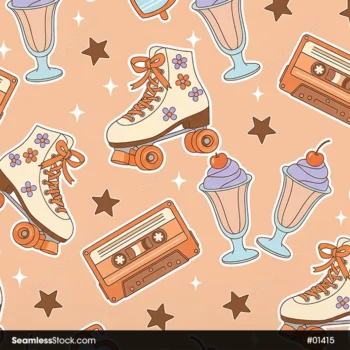 Vintage Roller Skates Seamless Pattern