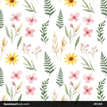 Watercolor Flowers Seamless Pattern