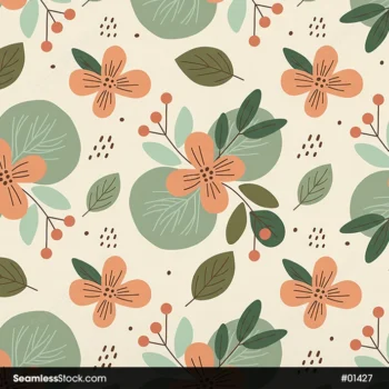 Doodle Flowers And Leaves Seamless Pattern