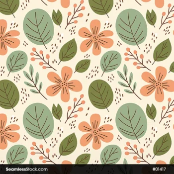 Doodle Flowers And Leaves Seamless Pattern