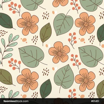 Watercolor Flowers And Leaves Seamless Pattern