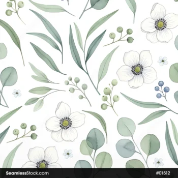 Watercolor Flowers And Leaves Seamless Pattern