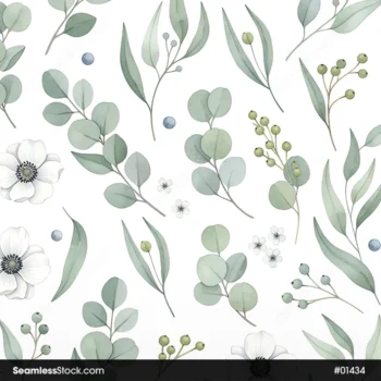 Watercolor Leaves And Flowers Seamless Pattern