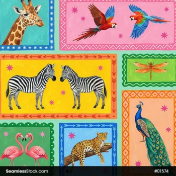 Animals Mosaic Roll Seamless Pattern For Adult