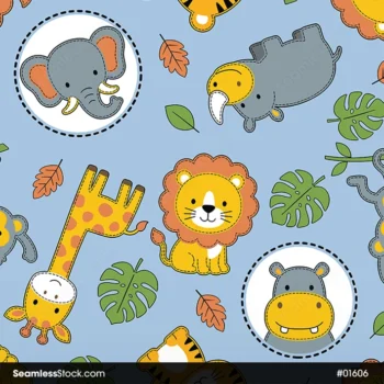 Cute Safari Animals Seamless Pattern For Boys