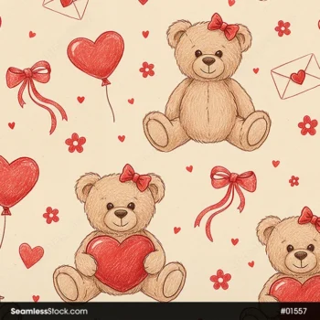 Cute Teddy Bears Seamless Pattern For Girls
